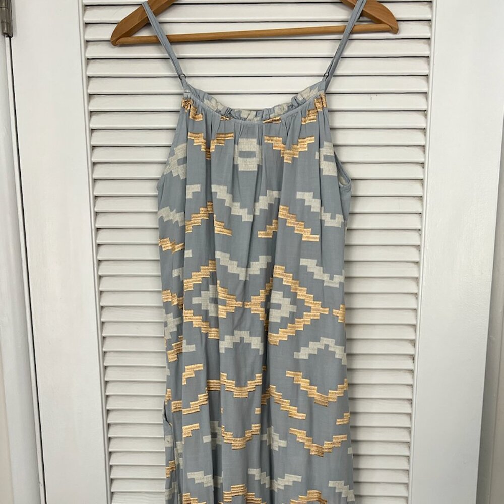 Greek Archaic Kori dress Light Blue and Gold